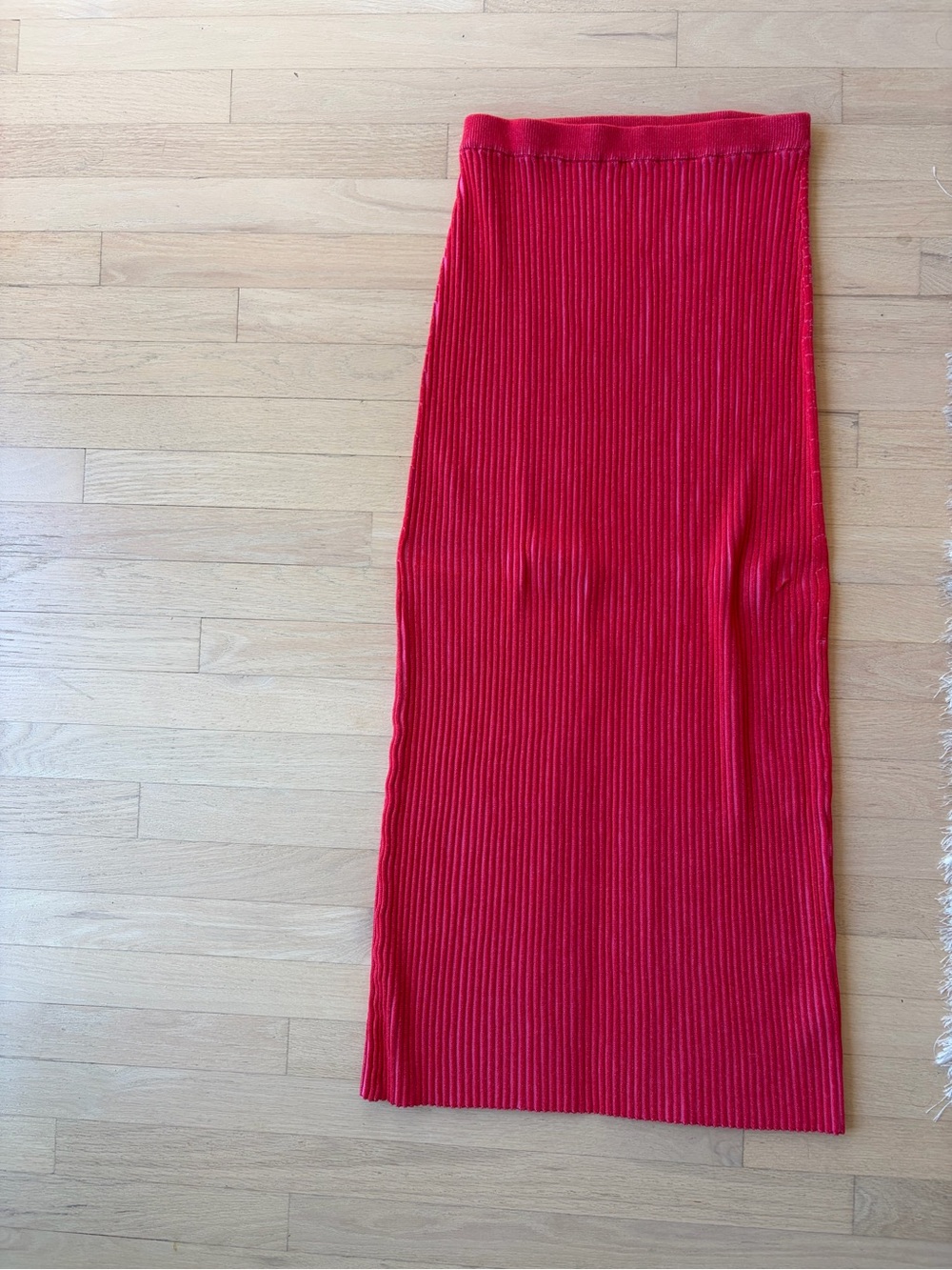 Free People Red Ribbed Maxi Skirt